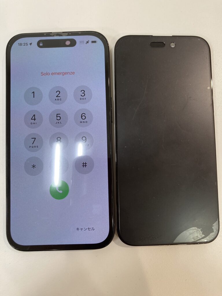 iPhone16の画面を交換して、白い線がなくなった