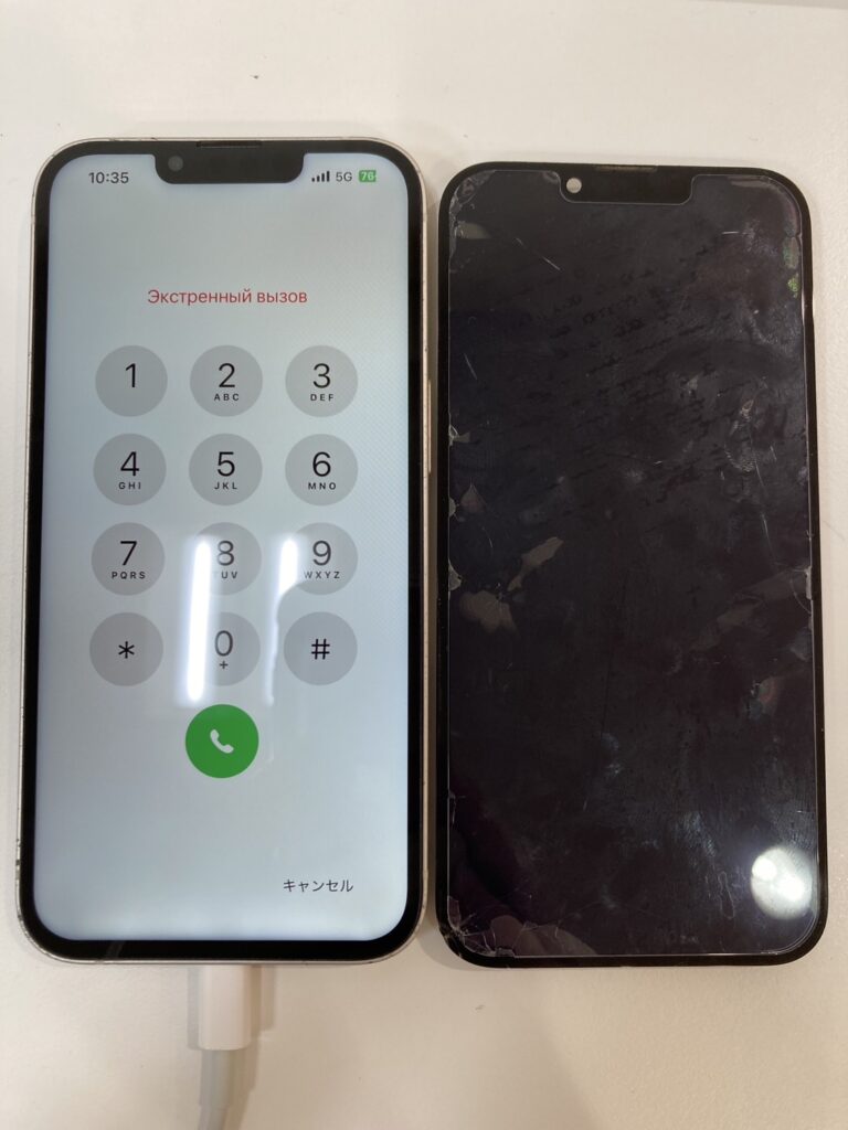 新しい画面に交換したスマップル下関店のiPhone13